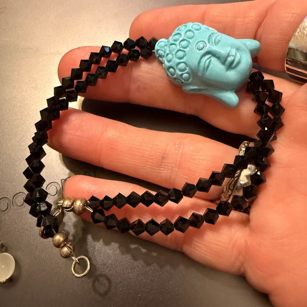 Trio of Crystal Tourmaline Amazonite Beaded Bracelets - Picture 5 of 8